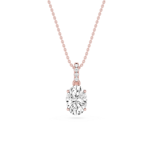 Oval Lab Grown Diamond Hidden Halo Pendant - 16 to 18 Inches