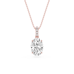 Oval Lab Grown Diamond Hidden Halo Pendant - 16 to 18 Inches