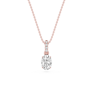 Oval Lab Grown Diamond Hidden Halo Pendant - 16 to 18 Inches