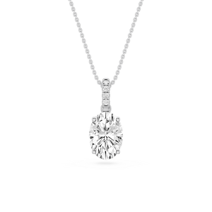 Oval Lab Grown Diamond Hidden Halo Pendant - 16 to 18 Inches