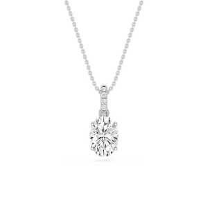 Oval Lab Grown Diamond Hidden Halo Pendant - 16 to 18 Inches
