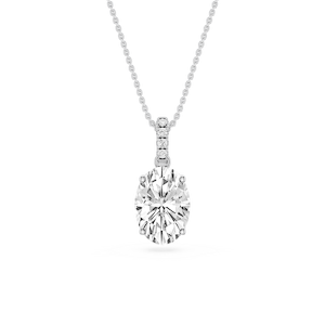 Oval Lab Grown Diamond Hidden Halo Pendant - 16 to 18 Inches