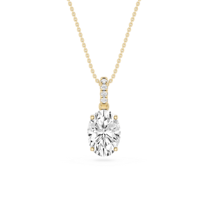Oval Lab Grown Diamond Hidden Halo Pendant - 16 to 18 Inches
