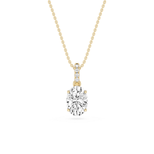 Oval Lab Grown Diamond Hidden Halo Pendant - 16 to 18 Inches