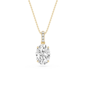 Oval Lab Grown Diamond Hidden Halo Pendant - 16 to 18 Inches