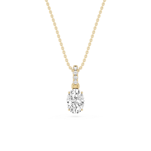 Oval Lab Grown Diamond Hidden Halo Pendant - 16 to 18 Inches