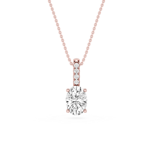 Oval Lab Grown Diamond Pave Bail Solitaire Pendant - 16 to 18 Inches