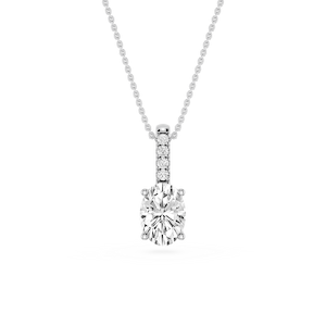 Oval Lab Grown Diamond Pave Bail Solitaire Pendant - 16 to 18 Inches