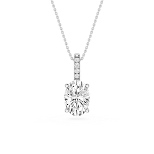 Oval Lab Grown Diamond Pave Bail Solitaire Pendant - 16 to 18 Inches