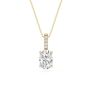 Oval Lab Grown Diamond Pave Bail Solitaire Pendant - 16 to 18 Inches