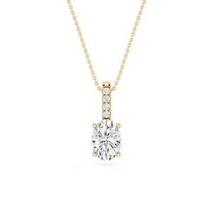 Oval Lab Grown Diamond Pave Bail Solitaire Pendant - 16 to 18 Inches
