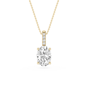 Oval Lab Grown Diamond Pave Bail Solitaire Pendant - 16 to 18 Inches