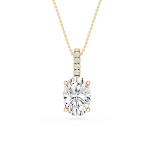 Oval Lab Grown Diamond Pave Bail Solitaire Pendant - 16 to 18 Inches