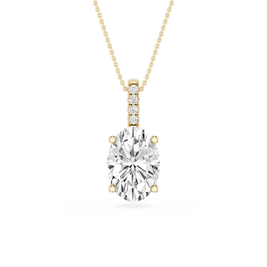 Oval Lab Grown Diamond Pave Bail Solitaire Pendant - 16 to 18 Inches