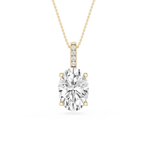 Oval Lab Grown Diamond Pave Bail Solitaire Pendant - 16 to 18 Inches