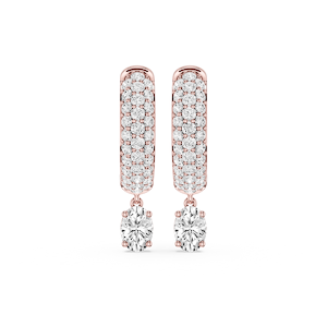 Oval Lab Grown Diamond Pave Hoop Drop Earrings