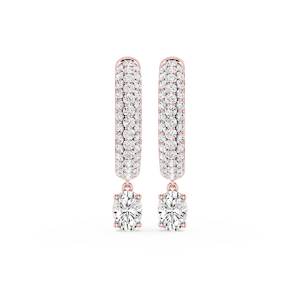 Oval Lab Grown Diamond Pave Hoop Drop Earrings
