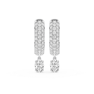 Oval Lab Grown Diamond Pave Hoop Drop Earrings