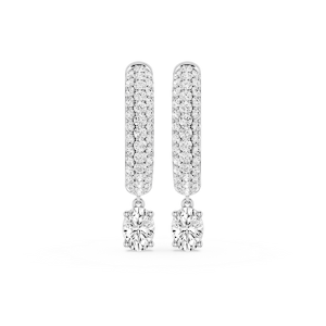 Oval Lab Grown Diamond Pave Hoop Drop Earrings