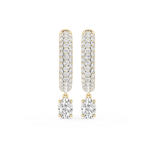 Oval Lab Grown Diamond Pave Hoop Drop Earrings