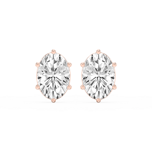 Oval Lab Grown Diamond Six Prong Basket Stud Earrings