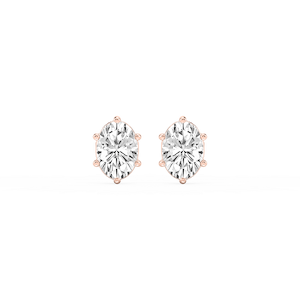 Oval Lab Grown Diamond Six Prong Basket Stud Earrings