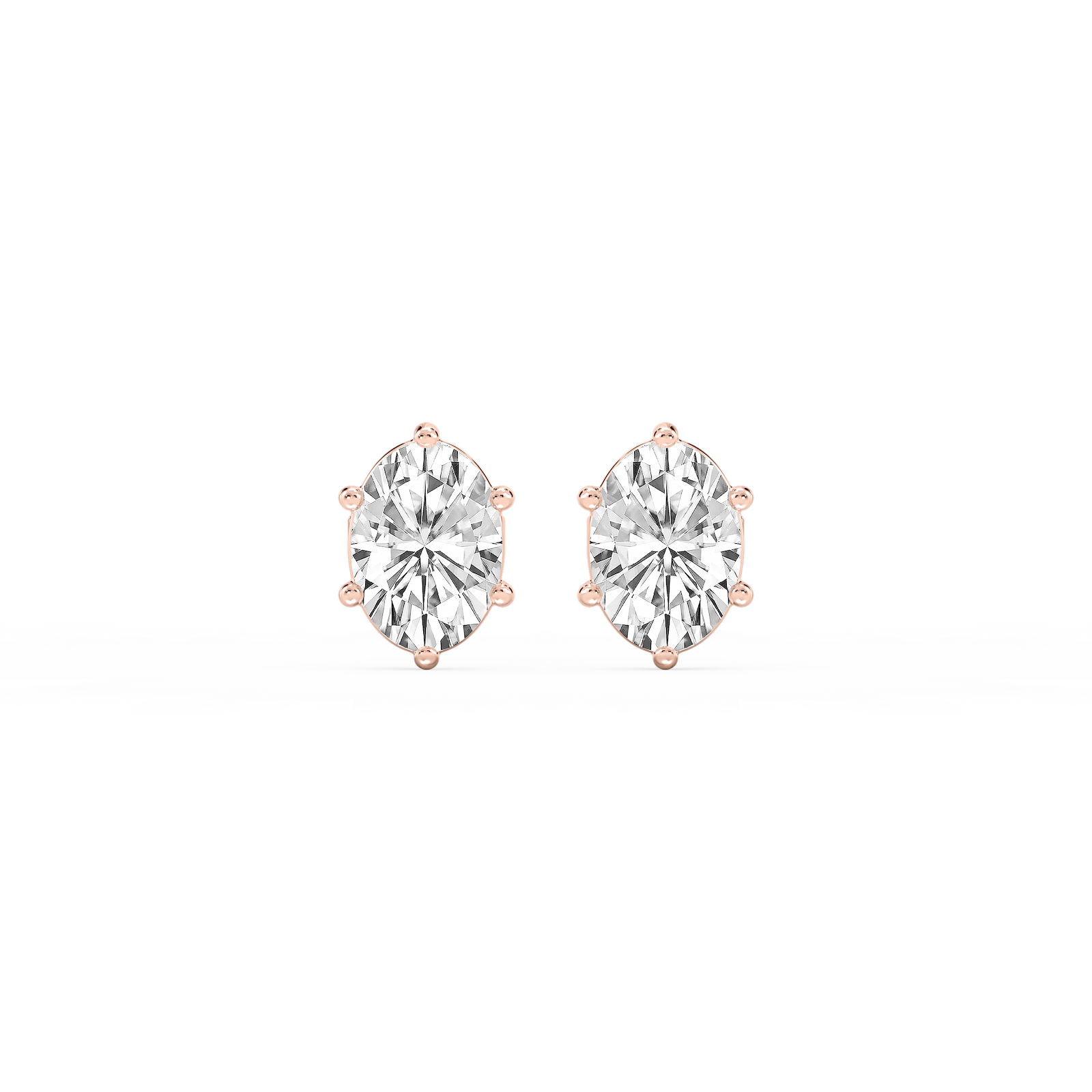 Oval Lab Grown Diamond Classic Six Prong Stud Earrings