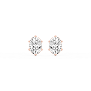 Oval Lab Grown Diamond Classic Six Prong Stud Earrings