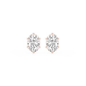 Oval Lab Grown Diamond Six Prong Basket Stud Earrings
