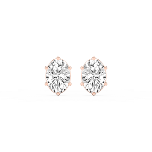 Oval Lab Grown Diamond Six Prong Basket Stud Earrings
