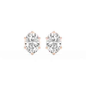 Oval Lab Grown Diamond Six Prong Basket Stud Earrings