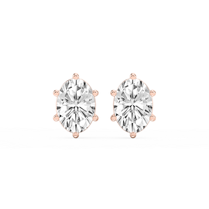Oval Lab Grown Diamond Six Prong Basket Stud Earrings