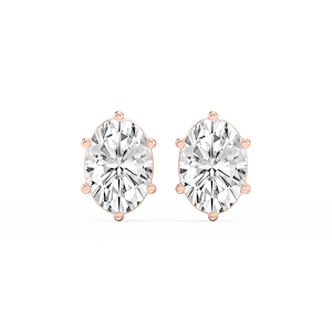Oval Lab Grown Diamond Six Prong Basket Stud Earrings