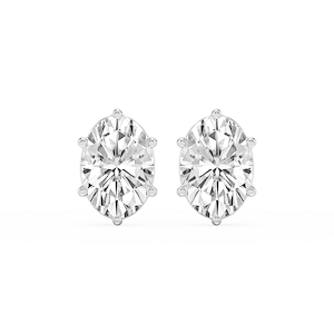 Oval Lab Grown Diamond Six Prong Basket Stud Earrings