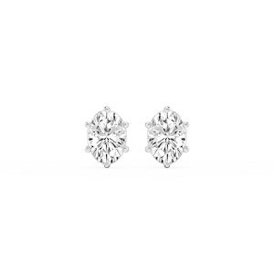 Oval Lab Grown Diamond Six Prong Basket Stud Earrings