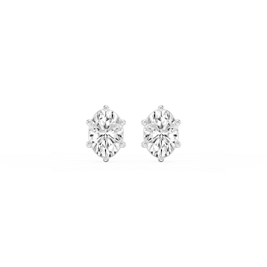 Oval Lab Grown Diamond Six Prong Basket Stud Earrings