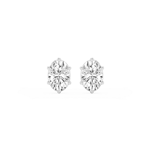 Oval Lab Grown Diamond Six Prong Basket Stud Earrings