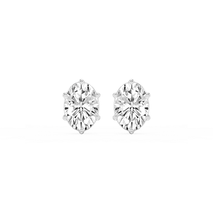 Oval Lab Grown Diamond Six Prong Basket Stud Earrings