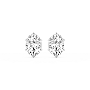 Oval Lab Grown Diamond Six Prong Basket Stud Earrings