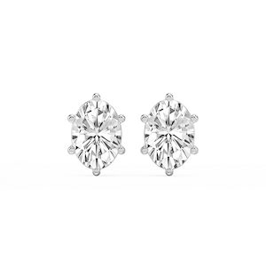 Oval Lab Grown Diamond Six Prong Basket Stud Earrings