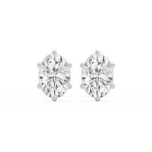 Oval Lab Grown Diamond Six Prong Basket Stud Earrings