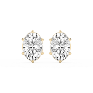 Oval Lab Grown Diamond Six Prong Basket Stud Earrings