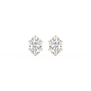 Oval Lab Grown Diamond Six Prong Basket Stud Earrings