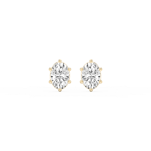 Oval Lab Grown Diamond Six Prong Basket Stud Earrings