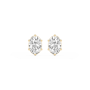 Oval Lab Grown Diamond Six Prong Basket Stud Earrings