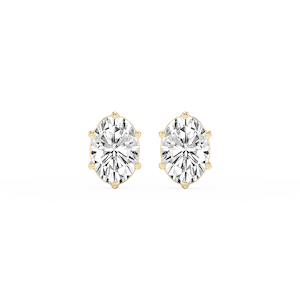 Oval Lab Grown Diamond Six Prong Basket Stud Earrings