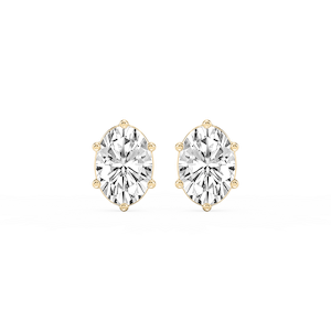 Oval Lab Grown Diamond Six Prong Basket Stud Earrings