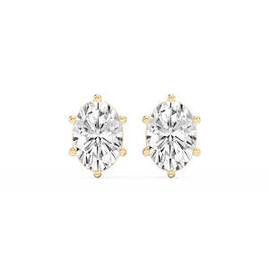 Oval Lab Grown Diamond Six Prong Basket Stud Earrings