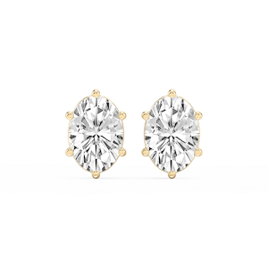 Oval Lab Grown Diamond Six Prong Basket Stud Earrings