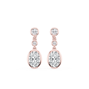 2 ¼ ctw Oval Lab Grown Diamond Three Stone Drop Earrings